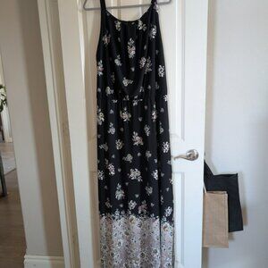 Maurices Black Maxi Dress with White Floral Pattern